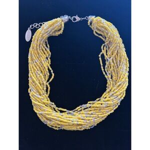 16" Sparkling Yellow Multi Strand Seed Bead Statement Necklace. New in Box.